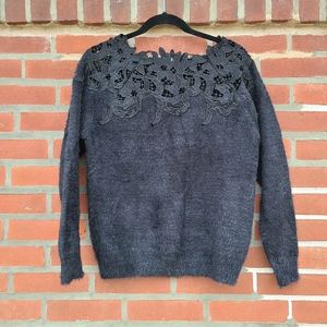 Black Angora and Lace Style Sweater